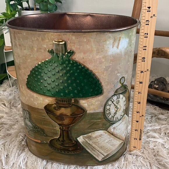 Vintage Mid Century J L Clark Metal
Trash Can Wastebasket Lamp Book Clock Pen - Picture 16 of 17